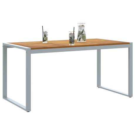 vidaXL Tuintafel 160x80x75 cm staal en massief acaciahout grijs afbeelding3 - 1