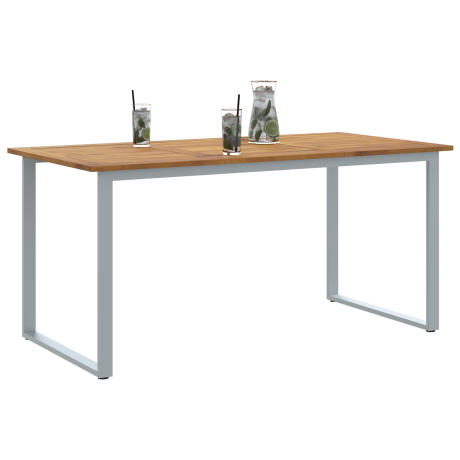 vidaXL Tuintafel 160x80x75 cm staal en massief acaciahout grijs afbeelding3 - 1