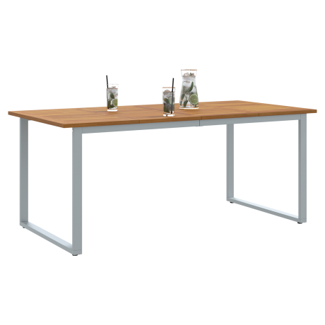 vidaXL Tuintafel 180x90x75 cm staal en massief acaciahout grijs afbeelding3 - 1