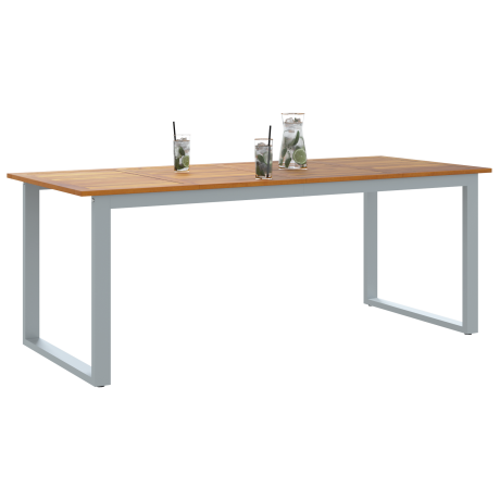 vidaXL Tuintafel 200x90x75 cm staal en massief acaciahout grijs afbeelding3 - 1