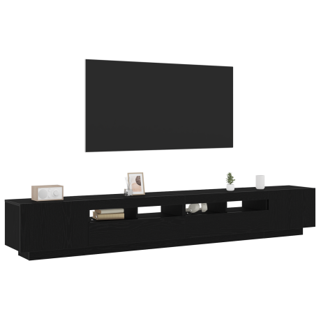 vidaXL TV-kast met LED-verlichting - Zwart Eiken - 260x35x40 cm - Behandeld Hout afbeelding3 - 1