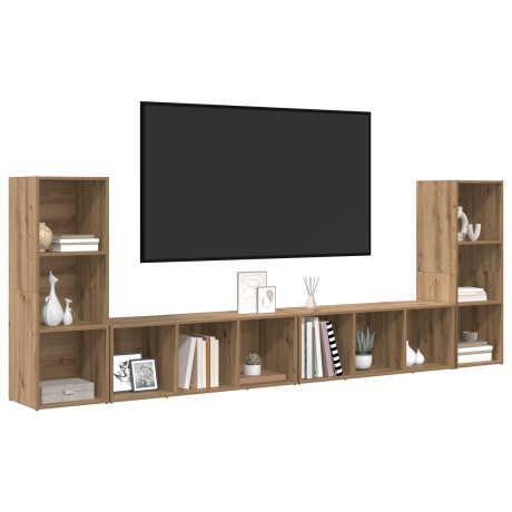 vidaXL TV-kast met plank met opslag 4 pcs Ambachtelijk eiken 37 x 35 x 107.5 cm afbeelding3 - 1