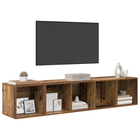 vidaXL TV-kast set 2 pcs Oud hout 37 x 37 x 142.5 cm Bewerkt hout afbeelding3 - 1