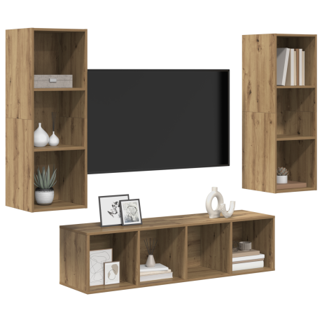 vidaXL TV-kast set 3 pcs artisanaal eikenkleurig 37 x 37 x 142.5 cm afbeelding3 - 1