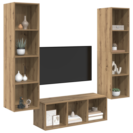 vidaXL TV-kast set 3 pcs artisanaal eikenkleurig 37 x 37 x 142.5 cm afbeelding3 - 1