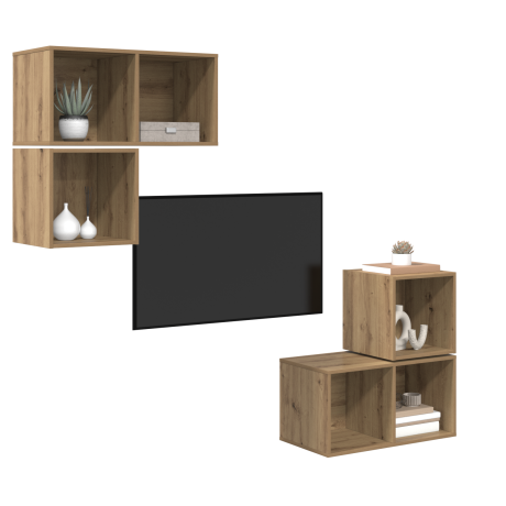 vidaXL TV-kast set 4 pcs artisanaal eikenkleurig 37 x 37 x 72 cm afbeelding3 - 1