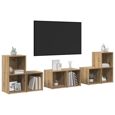 vidaXL TV-kast set met plank met opslag 6 pcs Artisan Eiken Bewerkt hout afbeelding3 - 1