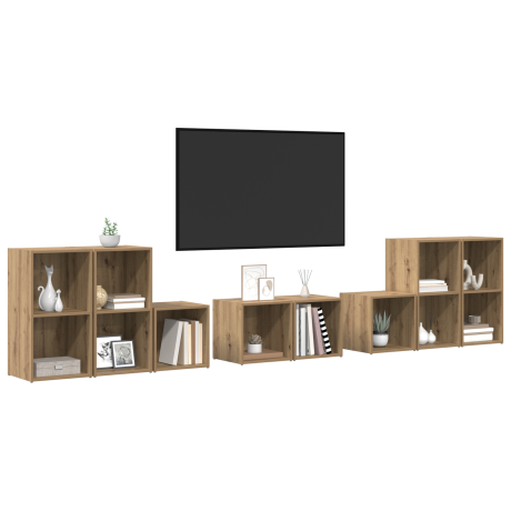 vidaXL TV-kast set met plank met opslag 8 pcs Artisan Eiken Bewerkt hout afbeelding3 - 1