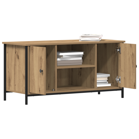 vidaXL Tv-meubel 100x40x50 cm bewerkt hout en staal artisanaal eiken afbeelding3 - 1