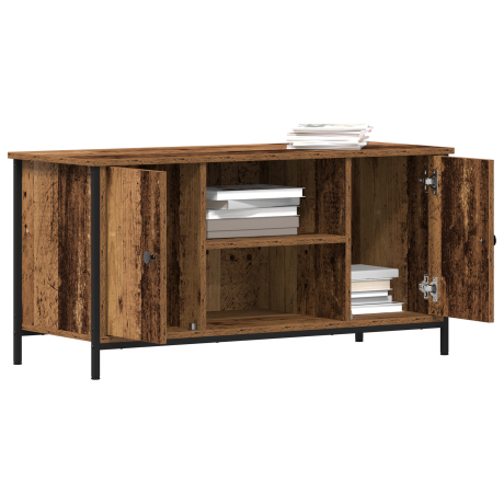 vidaXL Tv-meubel 100x40x50 cm bewerkt hout en staal oud houtkleurig afbeelding3 - 1