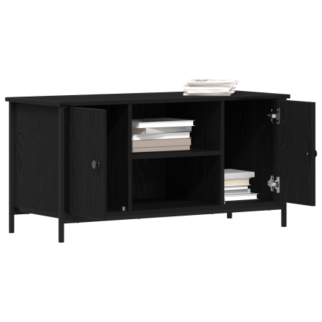 vidaXL Tv-meubel 100x40x50 cm bewerkt hout en staal zwart eikenkleurig afbeelding3 - 1