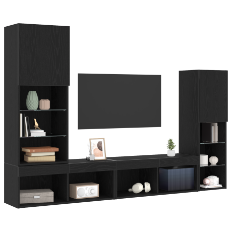 vidaXL Tv-meubel 30,5x30x102 cm bewerkt hout zwart eikenkleurig afbeelding3 - 1