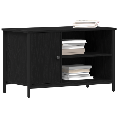 vidaXL Tv-meubel 80x40x50 cm bewerkt hout en staal zwart eikenkleurig afbeelding3 - 1