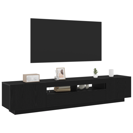 vidaXL Tv-meubel met LED 200x35x40 cm bewerkt hout zwart eikenkleurig afbeelding3 - 1