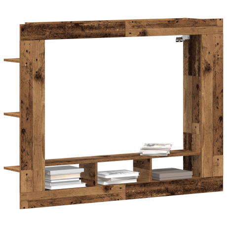 vidaXL TV-kast Wandgemonteerd Oud hout 152 x 22 x 113 cm Bewerkt hout afbeelding3 - 1