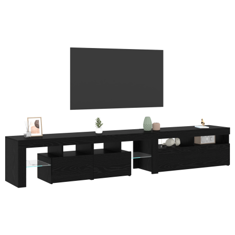 vidaXL TV-kast 2 pcs Zwart Eiken 230 x 36,5 x 40 cm Bewerkt hout afbeelding3 - 1