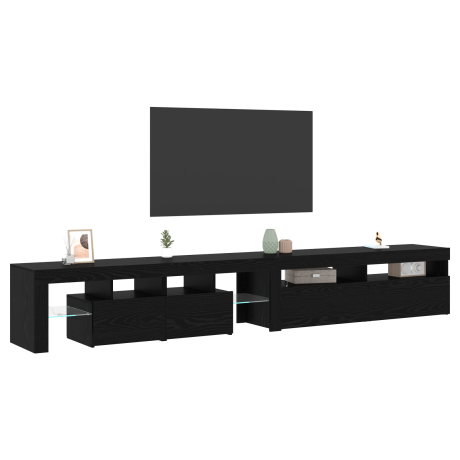 vidaXL TV-kast 2 pcs Zwart Eiken 260 x 37 x 40 cm Bewerkt hout afbeelding3 - 1