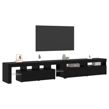 vidaXL TV-kast met LED 3 pcs Zwart Eiken 260 x 37 x 40 cm Bewerkt hout afbeelding3 - 1