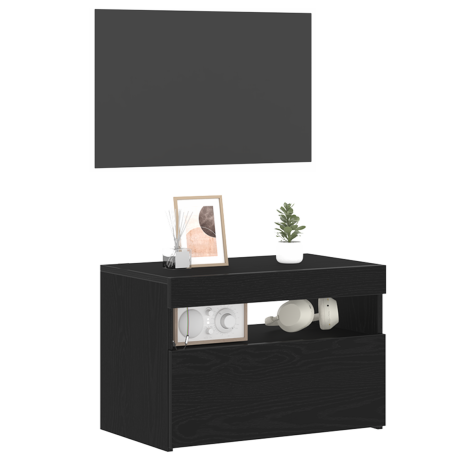 vidaXL TV Meubels met LED Lichten 2 stuks Zwart Eiken 60x35x40 cm Geengineerd Hout afbeelding3 - 1