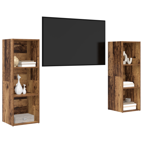 vidaXL Tv-meubelset 2 pcs Oude hout 107 x 35 x 37 cm Bewerkt hout afbeelding3 - 1