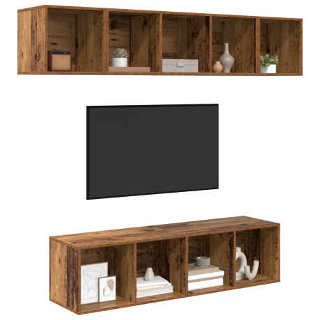 vidaXL Tv-meubelset 4 pcs Oud hout 37 x 37 x 142.5 cm Bewerkt hout afbeelding3 - 1