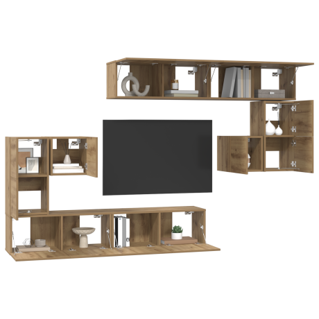 vidaXL Tv-meubelset met opslag met de deur 8 pcs Ambachtelijk eiken afbeelding3 - 1