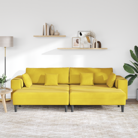 vidaXL Bank 3 pcs Geel 250 x 188 x 76 cm Fluweel afbeelding3 - 1