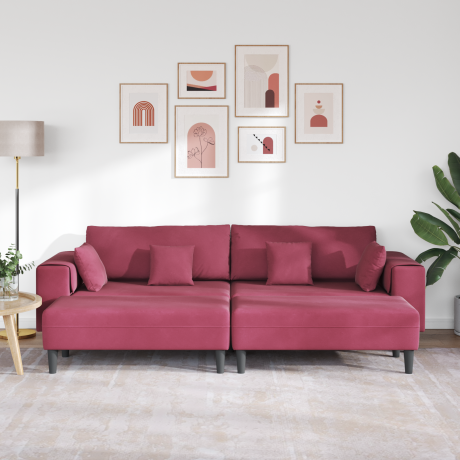 vidaXL Bank 3 pcs Wijnrood 250 x 188 x 76 cm Fluweel afbeelding3 - 1