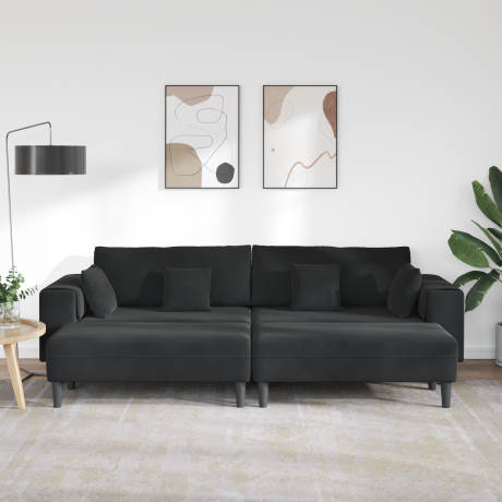 vidaXL Bank 3 pcs Zwart 250 x 188 x 76 cm Fluweel afbeelding3 - 1