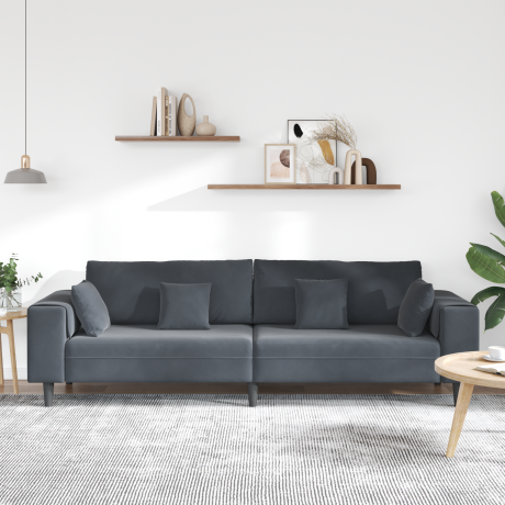 vidaXL Bank Donkergrijs 250 x 77 x 76 cm Fluweel afbeelding3 - 1