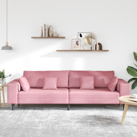 vidaXL Bank Roze 250 x 77 x 76 cm Fluweel afbeelding3 - 1
