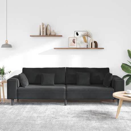 vidaXL Bank Zwart 250 x 77 x 76 cm Fluweel afbeelding3 - 1