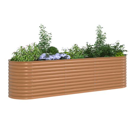 vidaXL Verhoogd Bed Planter Hout Effect Metaal 320 X 80 X 81 cm Duurzaam afbeelding3 - 1