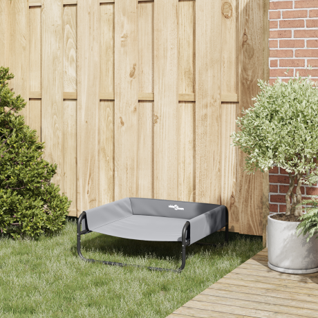 vidaXL Verhoogd Hondenbed Lichtgrijs M Oxford Stof en Staal afbeelding3 - 1