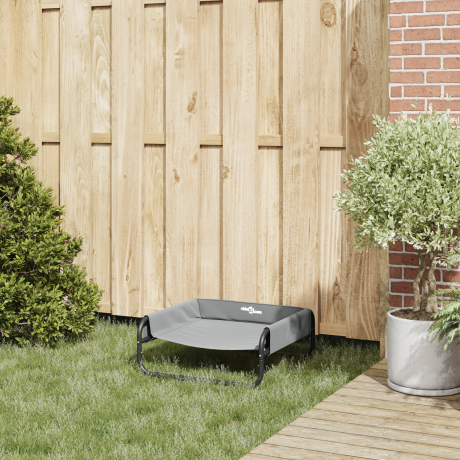 vidaXL Verhoogd Hondenbed Lichtgrijs S Oxford Stof en Staal afbeelding3 - 1