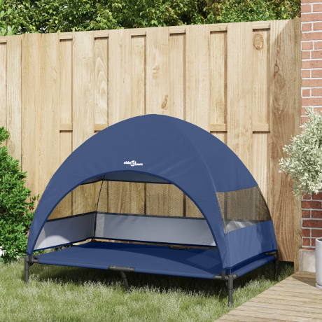 vidaXL Verhoogd hondenbed met afneembaar dak - Marineblauw - XL - Staal afbeelding3 - 1