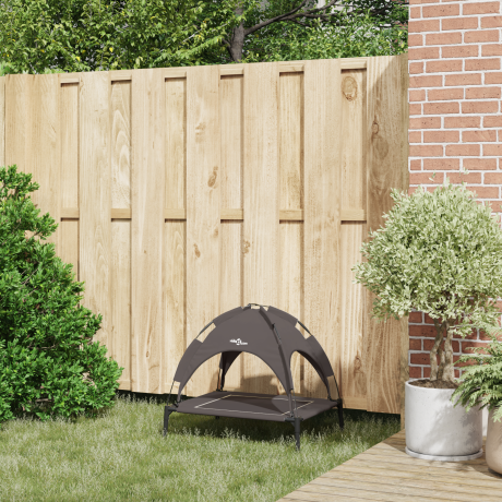 vidaXL Verhoogd Hondenbed met Verwijderbaar Dak Bruin Staal afbeelding3 - 1