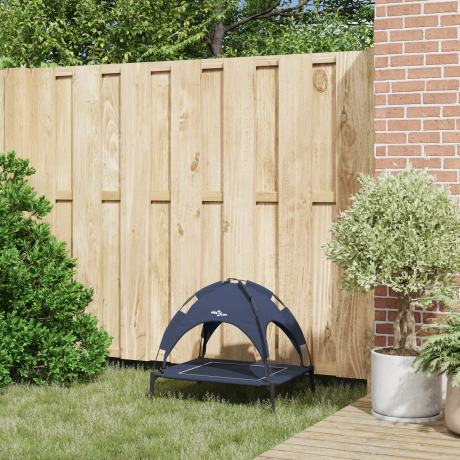 vidaXL Verhoogd Hondenbed met Verwijderbaar Dak Marineblauw Staal afbeelding3 - 1