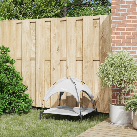 vidaXL Verhoogd Hondenbed met Verwijderbaar Dak Zilvergrijs M Staal afbeelding3 - 1