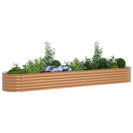 vidaXL Verhoogd Tuinbed Bruin met Houten Uiterlijk 400x80x44 cm Staal afbeelding3 - 1