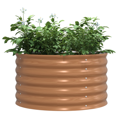 vidaXL Verhoogd tuinbed bruin met houtlook 80x80x44 cm staal afbeelding3 - 1