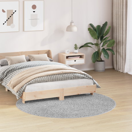 vidaXL Vloerkleed shaggy met latex onderkant 160 cm grijs afbeelding3 - 1