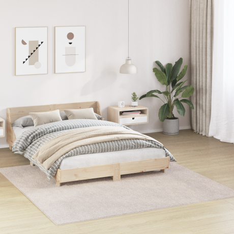 vidaXL Vloerkleed shaggy met latex onderkant 200x200 cm crèmekleurig afbeelding3 - 1