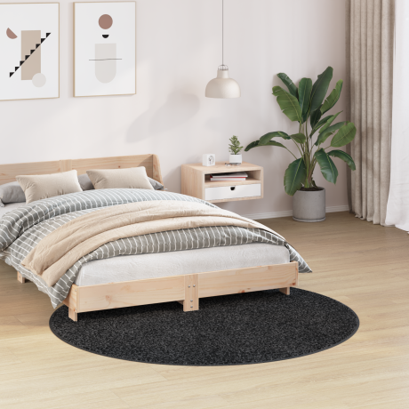 vidaXL Vloerkleed shaggy met latex onderkant ø160 cm donkergrijs afbeelding3 - 1