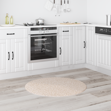vidaXL Vloerkleed shaggy met latex onderkant ø90 cm crèmekleurig afbeelding3 - 1