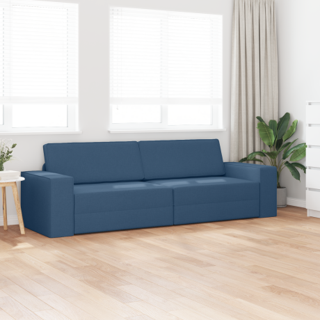 vidaXL Vloersofa Bed 2-in-1 Blauw 245x150x60,5 cm Stof afbeelding3 - 1