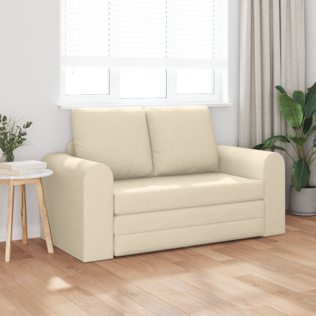vidaXL Vloersofa Bed 2-in-1 Crème 148x71x83 cm Stof afbeelding3 - 1