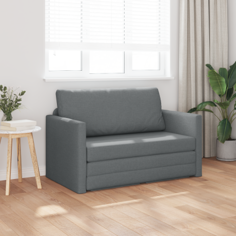 vidaXL Vloersofa Bed 2-in-1 Donkergrijs 124x71x78 cm Stof afbeelding3 - 1