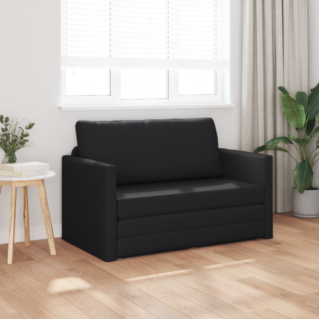 vidaXL Vloersofa Bed 2-in-1 Zwart 124x71x78 cm Faux Leer afbeelding3 - 1