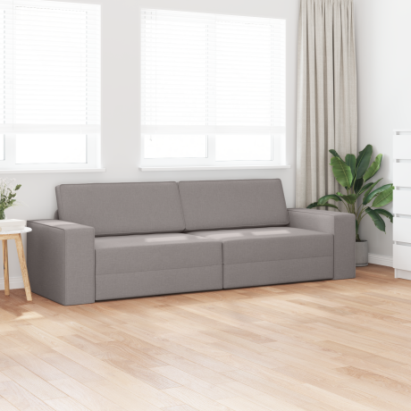 vidaXL Vloervouwbed 2-in-1 Taupe 245x150x60.5 cm Stof afbeelding3 - 1